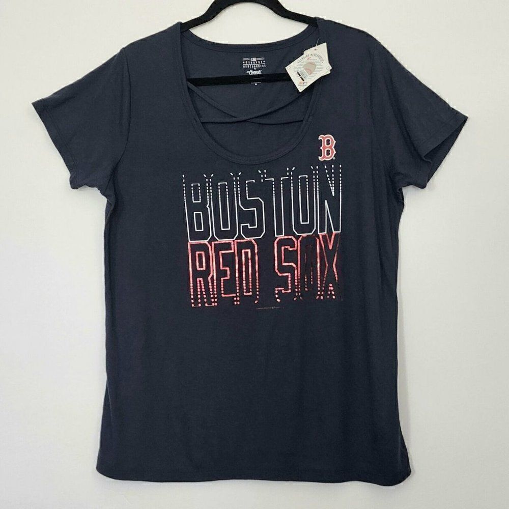 NEW - MLB Boston Red Sox - XL - Women's Poly Rayon Scoop Neck T-Shirt Navy